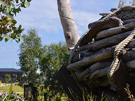 Stacked log fence