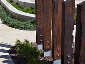 Hardwood timber fence and seating walls