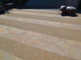 Castlemaine Slate and exposed aggregate concrete paving